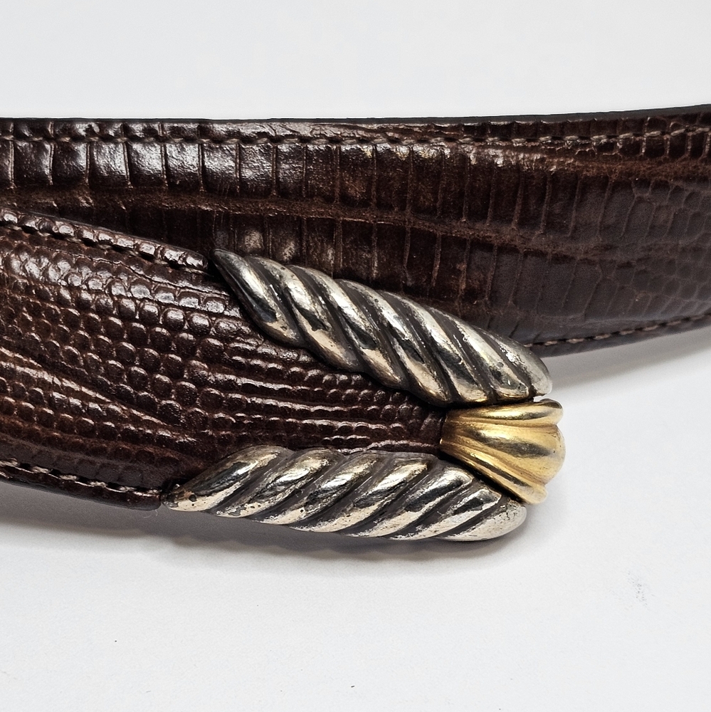 VNTG 1991 Brighton Belt LG Museum Collection Brown Lizard Embossed Leather 37809 - Picture 4 of 9